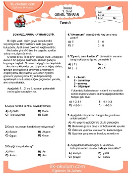 1. sınıf genel tekrar testleri